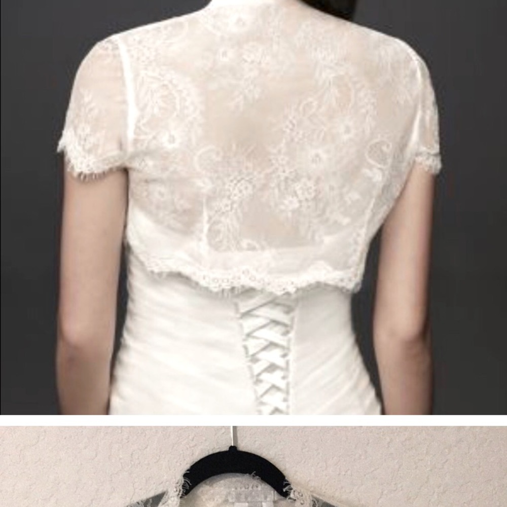 David’s Bridal Ivory Lace Bolero. Sz 12. NWT